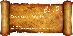 Csoknyai Patrik névjegykártya